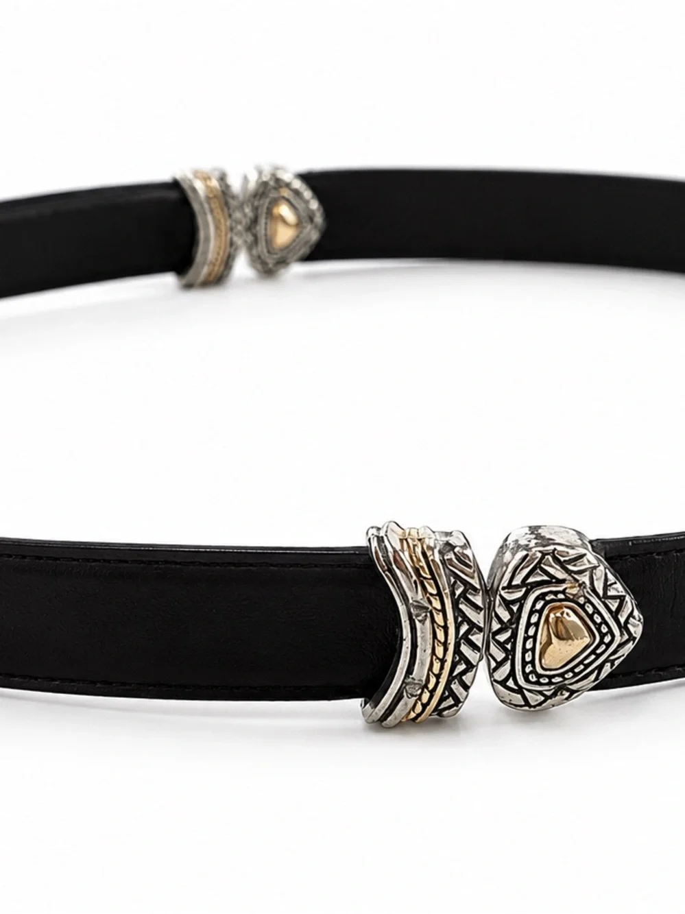 Brighton Vintage Reversible Brown/ Black Leather Belt with Ornate Accents